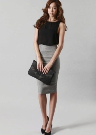Gray pencil skirt for girls with an hourglass figure