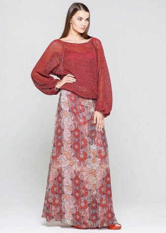 long floral skirt with floral print