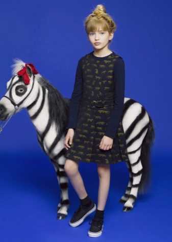 Winter dress with print for girls