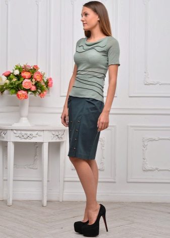 medium-length pencil skirt with decorative rivets