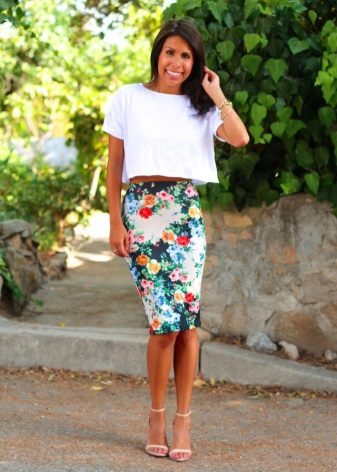 summer floral pencil skirt