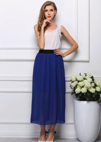 Long half skirt with elastic