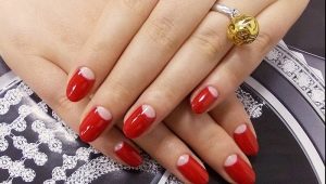 We make a beautiful red moon manicure