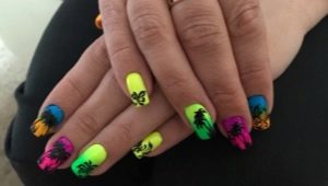 Original design of neon manicure