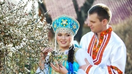 Wedding dress in Russian folk style
