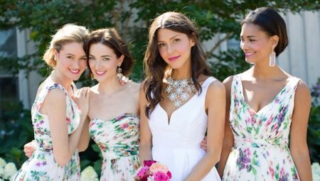 Evening dresses for bridesmaids of the same color or different shades