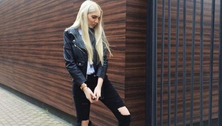 Black jeans with holes in the knees