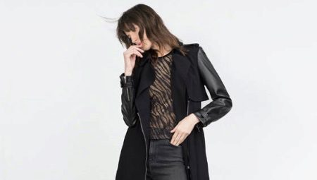 Coat with leather sleeves (85 photos)