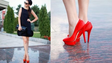 Red shoes and black dress