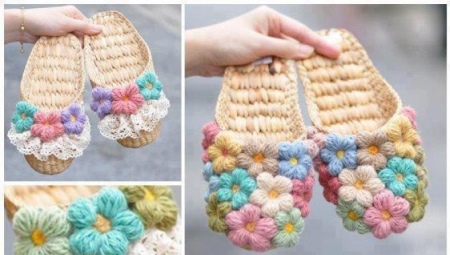 Knitted slaps on a felt sole