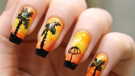 Black-orange manicure: charm and appeal