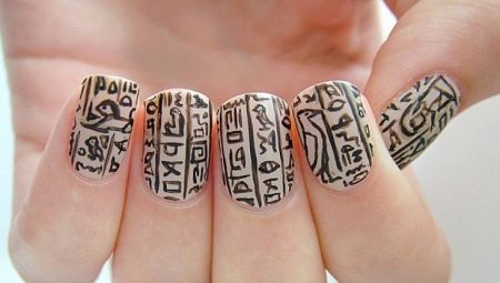 Ideas for creating manicure with hieroglyphs