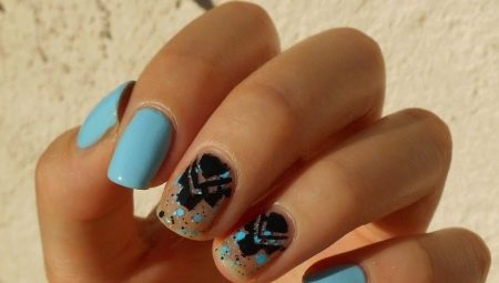Blue and black manicure: fashion ideas and design examples