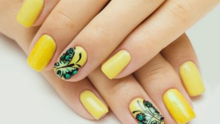 Manicure in soft yellow color