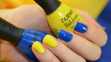 Options for a blue and yellow manicure