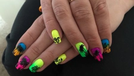 Original design of neon manicure