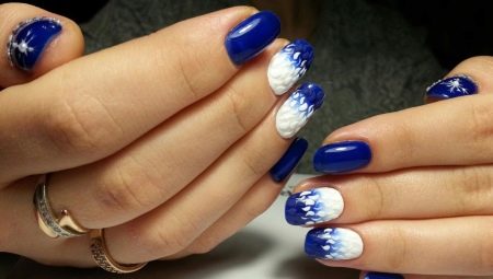 Stylish white and blue manicure