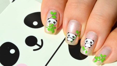 Manicure design options with panda