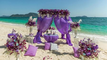 Interesting ideas for decorating the wedding in lilac color