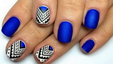 Matte blue manicure: features and types of design