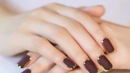 Variants of dark manicure for short nails