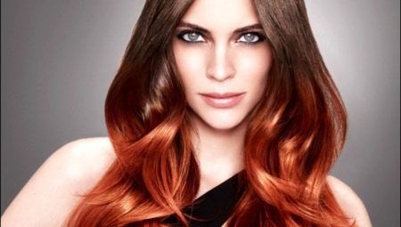 Red ombre on dark and blonde hair of different lengths