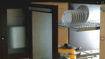 Dish dryers in the cupboard