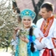 Wedding dress in Russian folk style