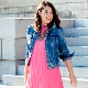 Dress with a denim jacket