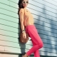 What can I wear coral pants with?