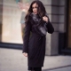 Winter cashmere coat with fur collar