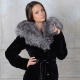 Mouton fur coat with a hood