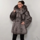 Fur coat from a silver fox with a hood