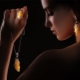 Earrings with amber