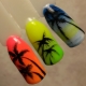 How to draw a palm tree on the nails?