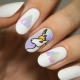 Unusual design manicure with a unicorn