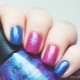 We make a manicure in blue and pink colors