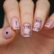 Variants of a beautiful manicure with inscriptions on the nails
