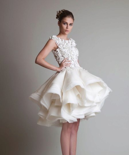 Wedding dress with a fluffy skirt