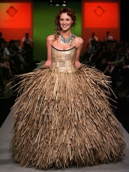 Wedding dress made of straw
