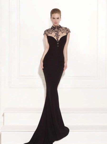 Black dress with openwork top