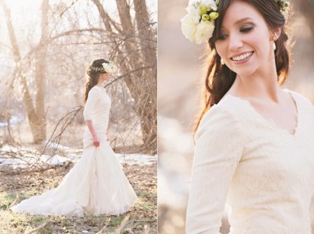 Modest straight wedding dress