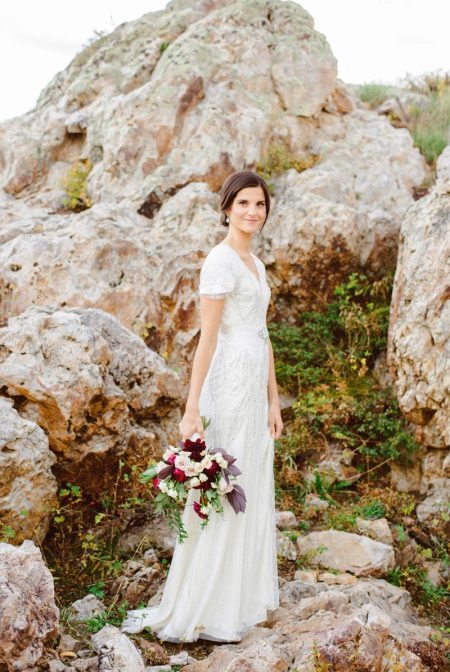 Closed modest wedding dress
