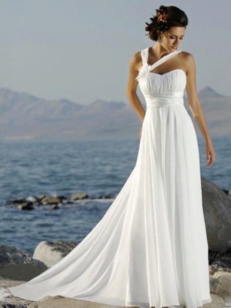 Empire wedding dress for beach ceremony