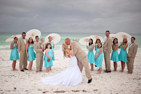 Beach wedding dress with a train