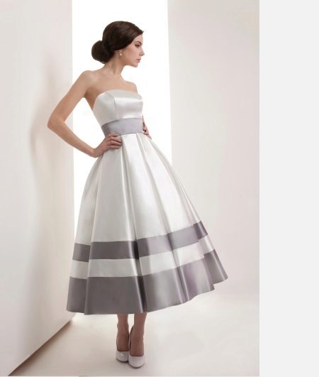 Midi black and white wedding dress