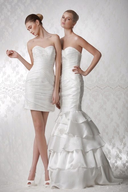 Mermaid wedding dress with detachable skirt