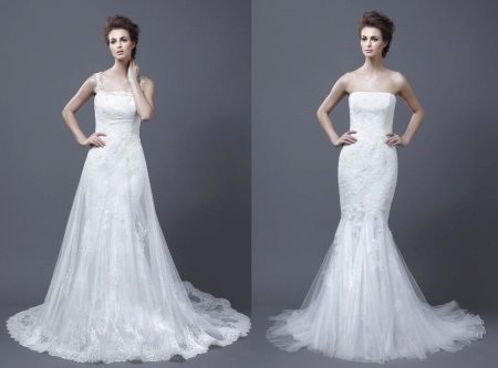 Lace wedding dress with a false top