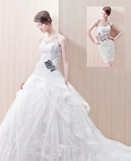 Wedding dress magnificent with a laid on skirt a transformer