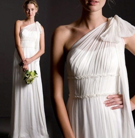 Wedding dress in Greek style with a regular waist
